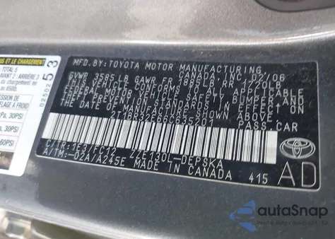 2006 Toyota Corolla S from USA, damaged, VIN 2T1BR32E66C635201